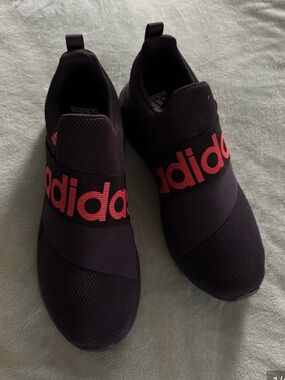 Adidas Slip-On Knit Sneakers in Black with Red Accent